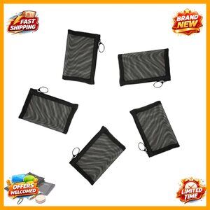 5 Mini Mesh Zipper Pouches, 3x4 Inch, Clear Travel Organizer Keychain Coin Purse